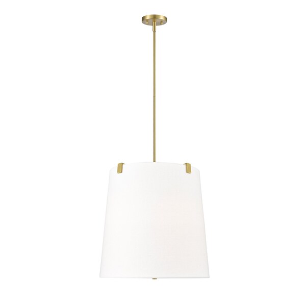 Weston Pendant, 5-Light, 18 In.W X 18 In.H, Modern Gold/White Linen